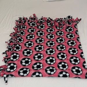 Small fleece pink soccer blanket